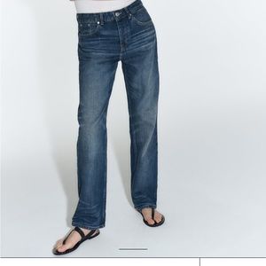 Zara Mid Rise Cropped Straight Leg Jeans